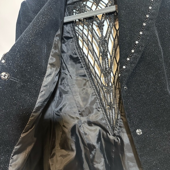 Sold.  Bisou Bisou Black Blazer with Elegant Beaded Detailing - Picture 13 of 14